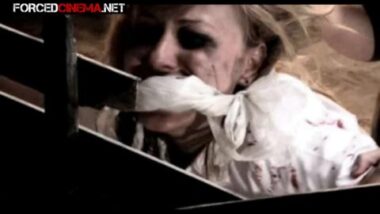 Violently raped with a sharp strapon